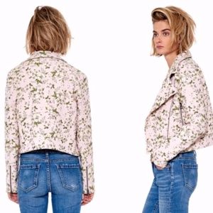 BLANK NYC Floral Biker Jacket Pink Size XS
